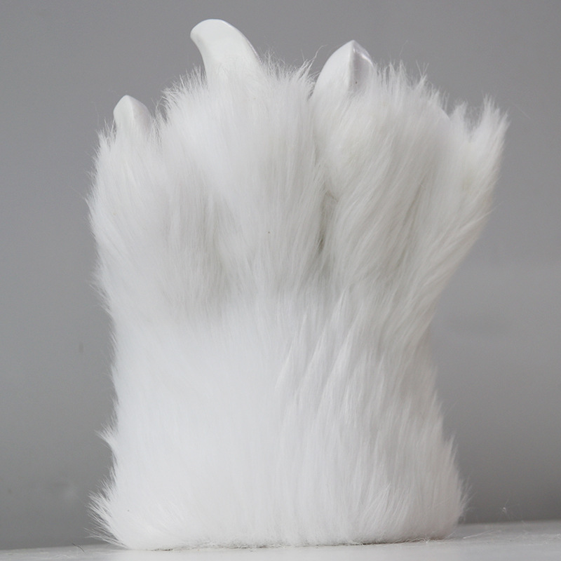 Gants de loup-garou Cosplay Halloween avec griffes de fantôme en fourrure Costume de personnage drôle d'Halloween griffes maison hantée accessoires d'horreur effrayants_voghion.com