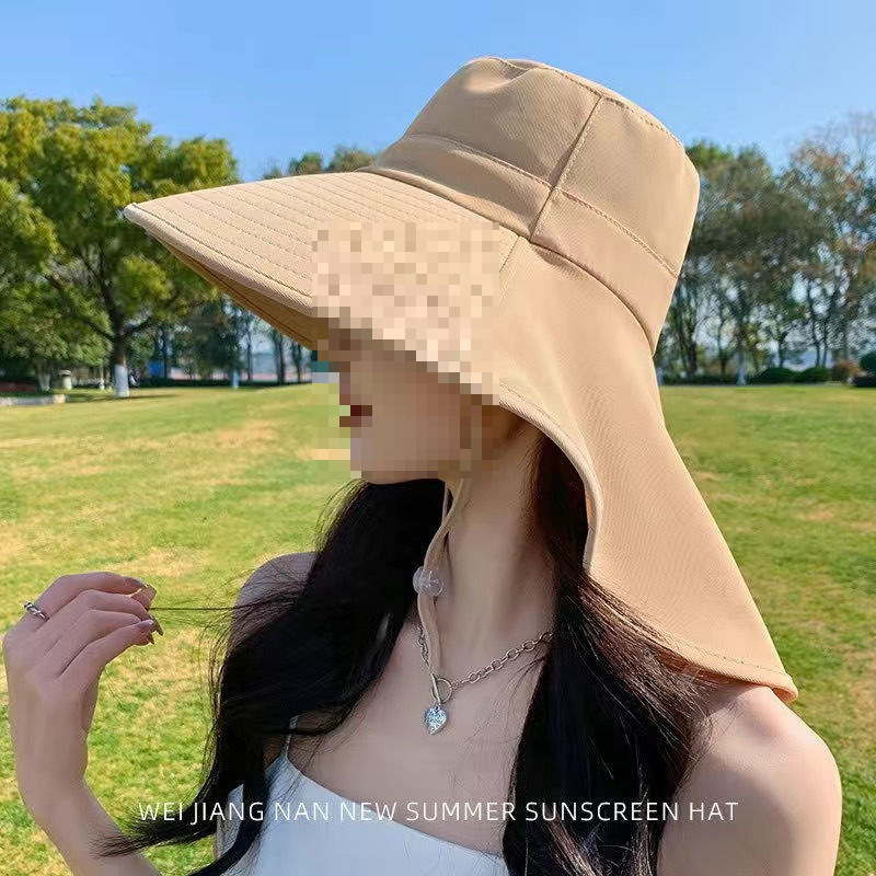 女性のための大きなつばの日よけ帽子 2025 新しい夏の抗 UV 日よけ帽子首保護漁師の帽子日よけ帽子|undefined