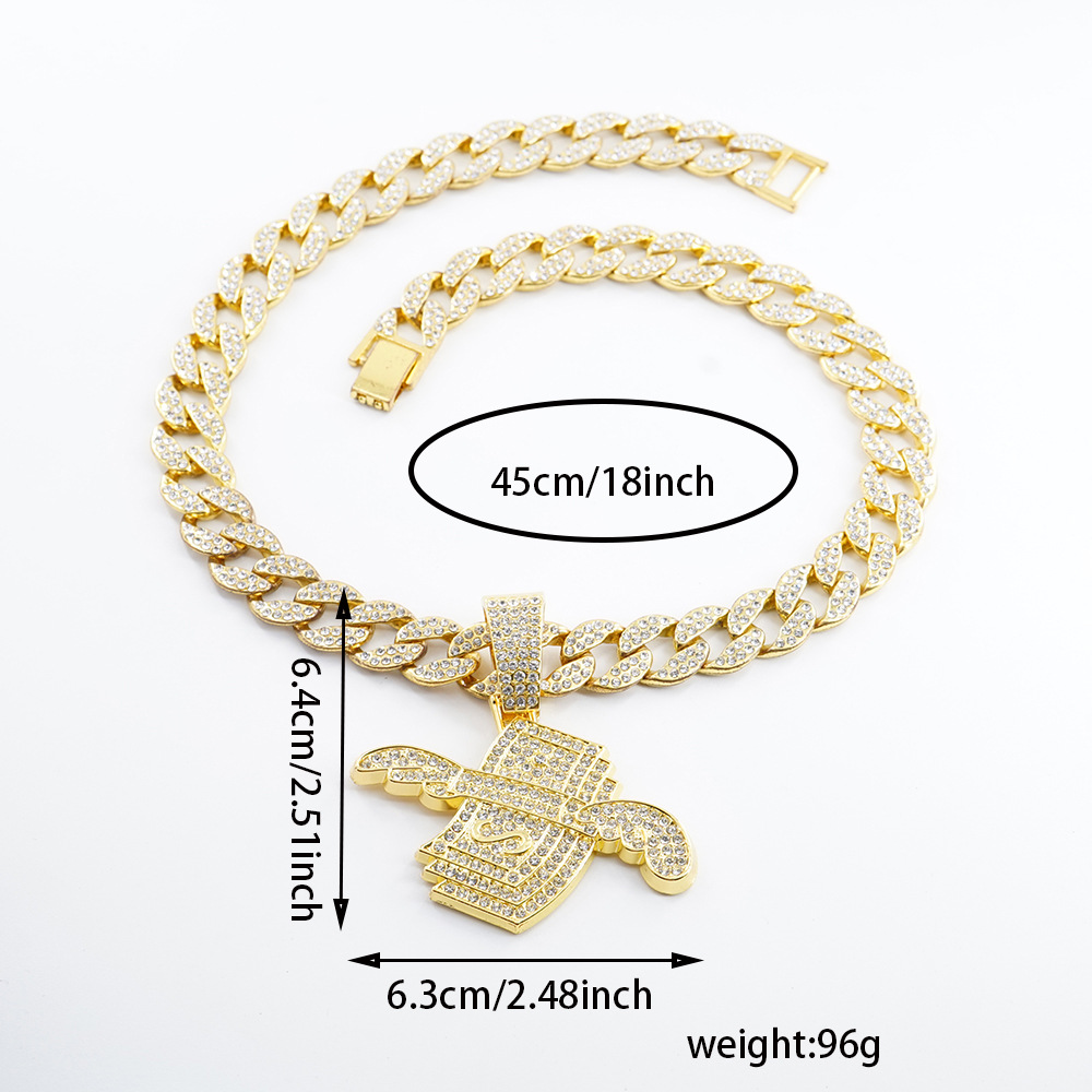 Europa y los Estados Unidos suministro transfronterizo venta caliente full diamond wings colgante de oro para hombres hip hop hip hop hip hop cool rap joyas