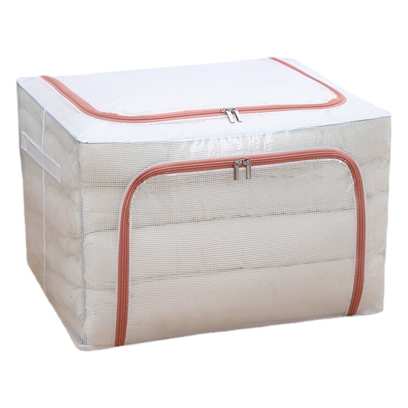 Caja de almacenamiento de marco de acero de malla transparente sin instalación Caja de almacenamiento de armario plegable a prueba de humedad Caja de almacenamiento de edredón de ropa