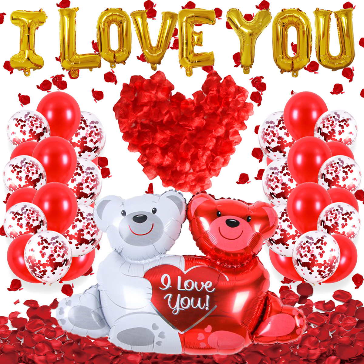 Nuevo Día de San Valentín globo traje decoración 16 pulgadas te amo carta amor aluminio película propuesta confesión globo