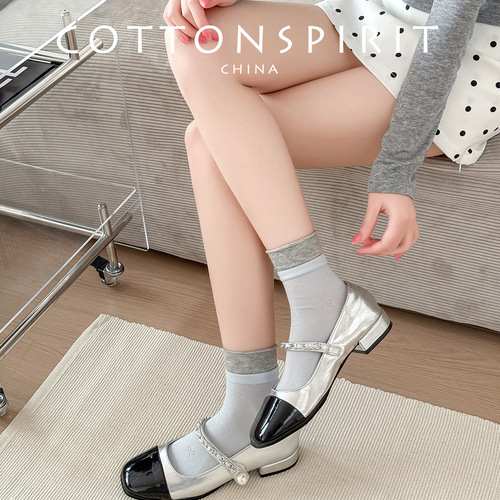 Breathable mesh socks, mid-tube socks, summer thin pile socks, sweat absorption, polka, mid-tube Korean curling socks