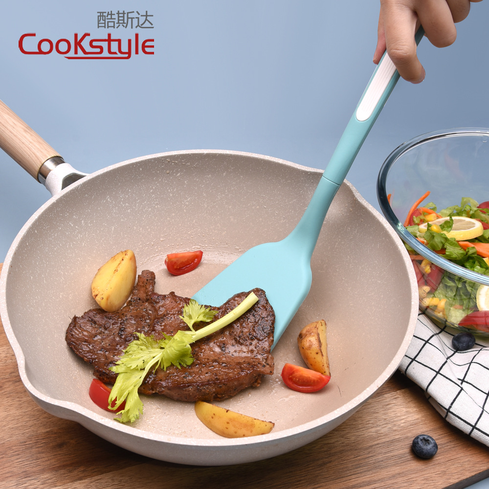 Cuchara de sopa de espátula de silicona de dos colores nórdicos Juego de 12 piezas de pala de silicona antiadherente Juego de utensilios de cocina de silicona resistente a altas temperaturas