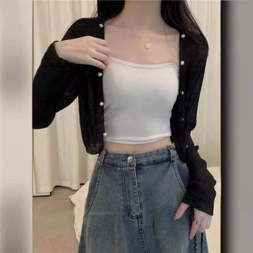 Sunscreen Ice Silk Open Cardigan Shirt for Women, Summer Shawl to Match Skirts, Outerwear Air Conditioner Cover Shirt, French Tulle Sheer Shirt