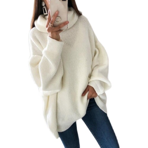 Solid color knitted pile collar loose sweater fashion female sweater сви́тер