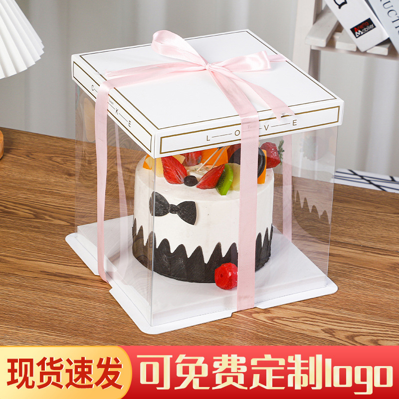 Caja de pastel de cumpleaños caja de embalaje caja de embalaje transparente 6 6 6 8 8 10 10 12 pulgadas de una sola capa, alta, alta transparencia y engrosamiento