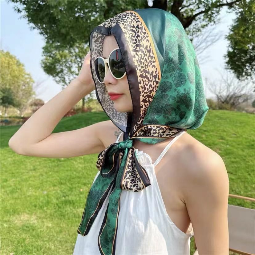 New Elegant Silk Scarf Bag Headscarf Sunscreen Sunshade Hat Stylish Fashion New Multi-functional Spring and Summer Thin All-match Trendy