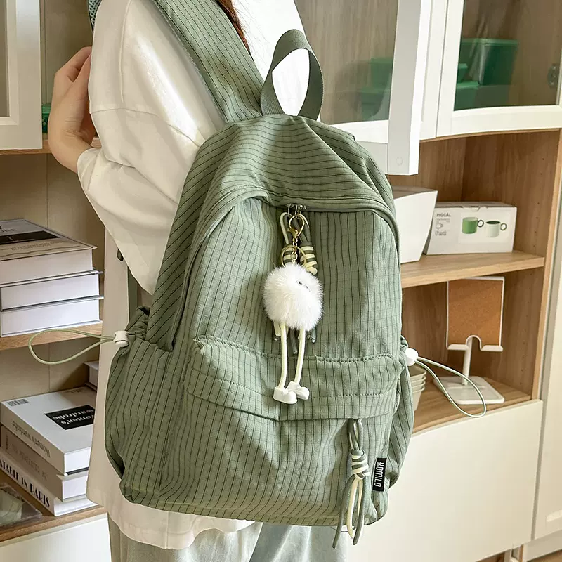 校园书包女韩版ins简约格纹背包初高中学生大容量休闲旅行双肩包