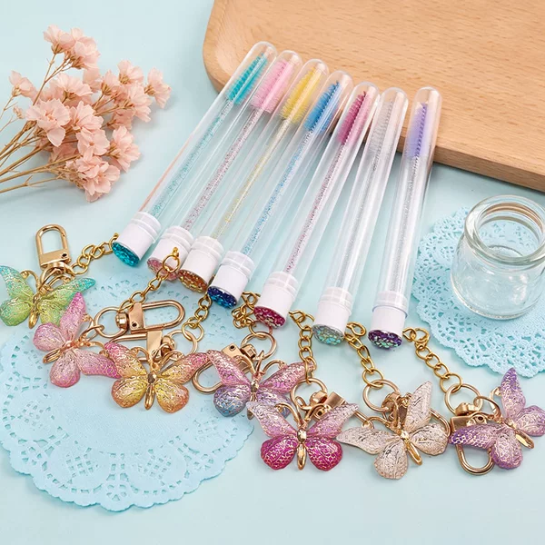 Disposable tube eyelash brush, butterfly-shaped gold buckle eyelash extension tool, threaded small eyebrow brush, eyelash curler