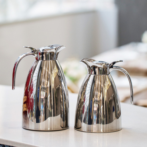 High-end hotel mirror-glazed thermos kettle, stainless steel vacuum 304 alloy handle inside and outside, can be put into the dishwasher and passed European standards