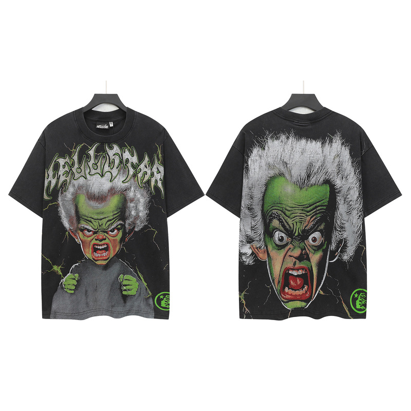 クロスボーダー Hellstar Tシャツ 2025年夏 欧米トレンドブランド レタープリント ゆったり半袖Tシャツ 男女兼用|undefined