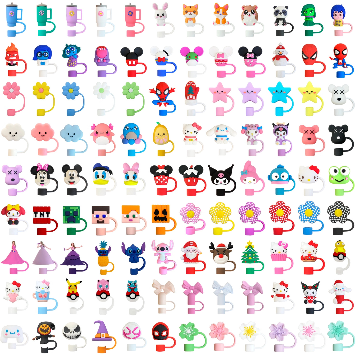 Manga de paja de silicona personalizada taza de agua de dibujos animados accesorios de paja de polvo boquilla de silicona de grado alimenticio manga de tubo silenciosa anticolisión