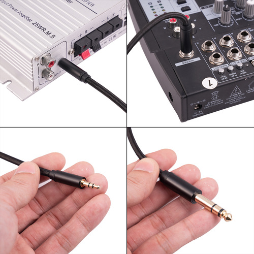 New metal shell gold-plated head 3.5mm to 6.35mm public stereo mobile phone amplifier mixer audio cable