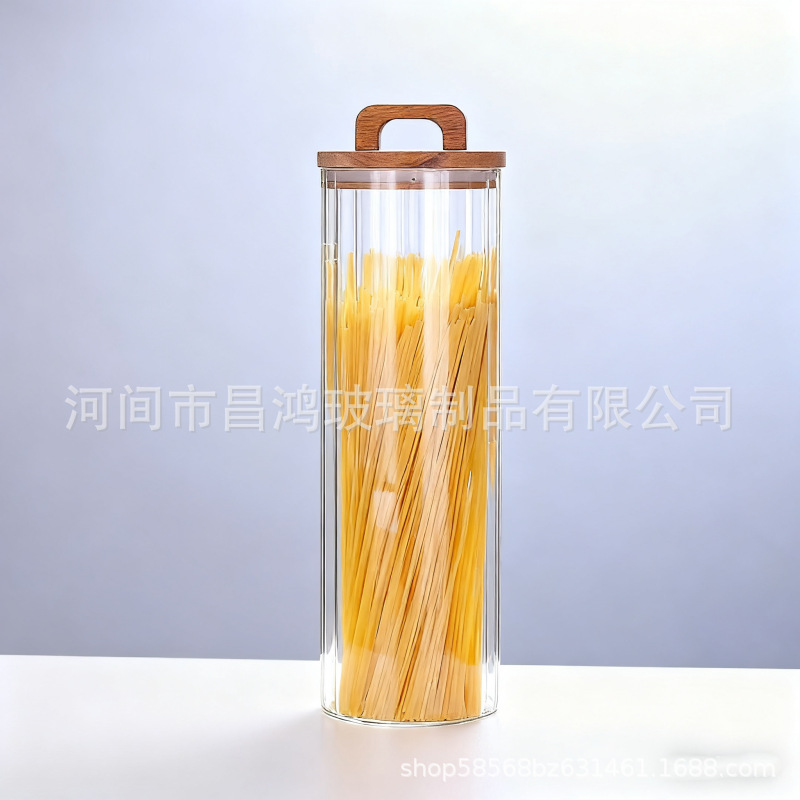 Latas de vidrio rayadas selladas latas selladas de madera de acacia de gran calibre latas selladas de alta borosilicato a prueba de humedad latas de almacenamiento de granos de café de té image 13