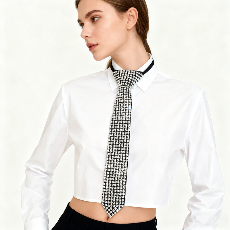 Cross-Border DIY Diamond Tie Colorful Crystal Tie Retro Stylish Accessories Tie Casual Formal Tie Wholesale