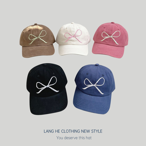 Butterfly knot embroidery duckbill cap for women, makes face look smaller, Instagram-style, Korean-style versatile casual baseball cap, spring and summer sun protection hat