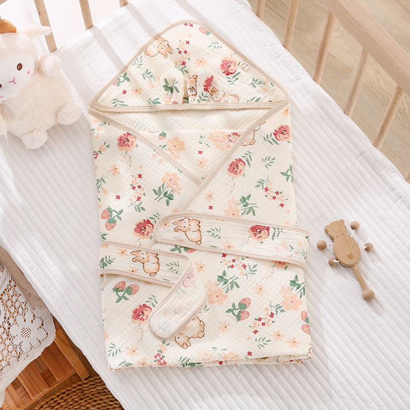 Category a Baby Beanie Quilt Spring & Fall Thin Newborn Delivery Room Anti-Jump Swaddling Towel Pure Cotton Outing Quilt