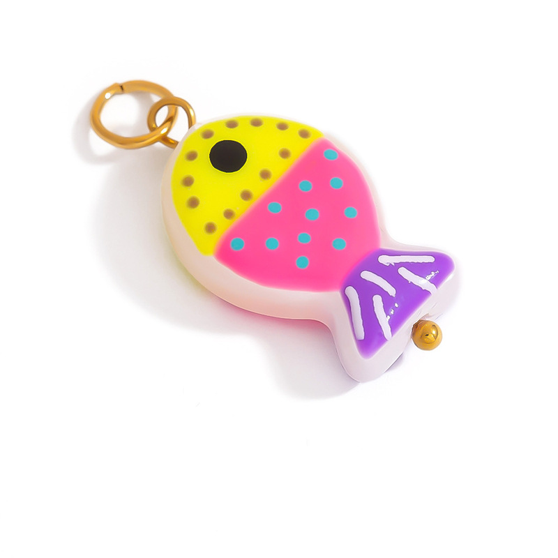 クロスボーダーステンレス鋼 DIY ジュエリーアクセサリー小魚愛ペンダントシングルペンダントオーシャンドリップオイル非退色ジュエリー|undefined