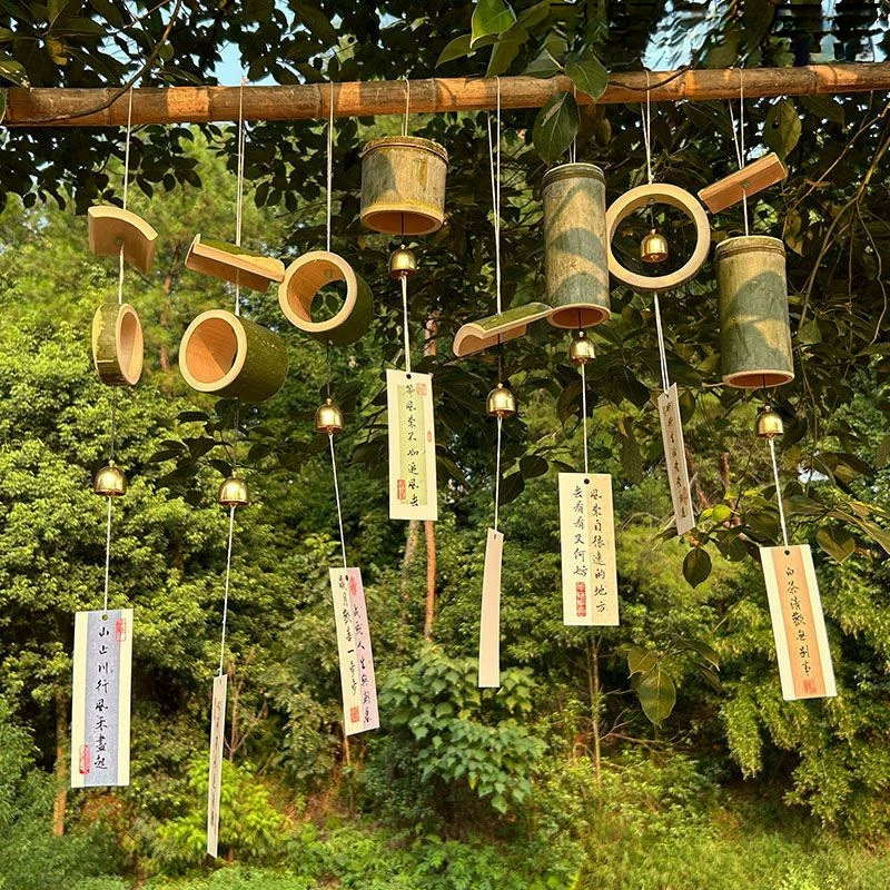 Бамбуковая подвеска-колокольчик в китайском стиле, подвеска-колокольчик на открытом воздухе, подвеска B&B, ретро-украшение ручной работы