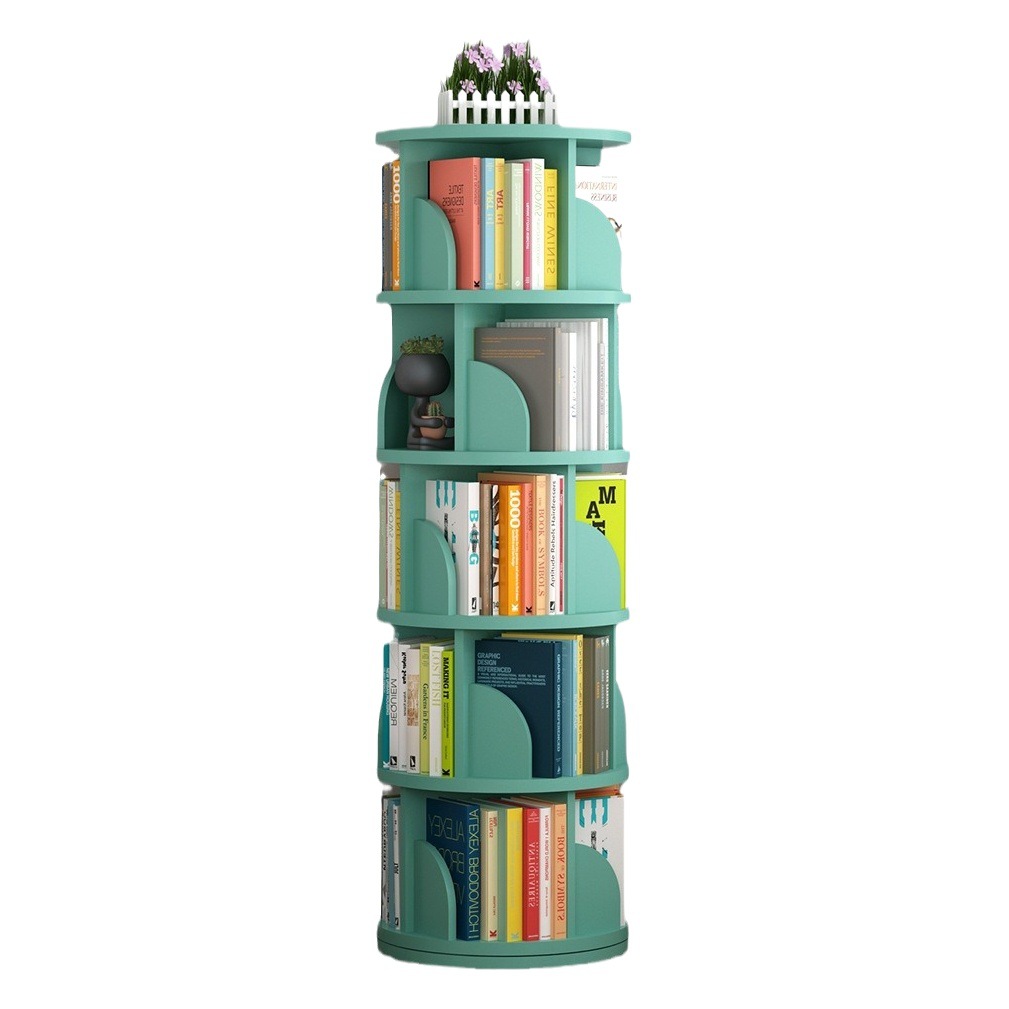Rotating Bookshelf Bookcase Floor-Standing Storage Rack Movable Household Children's Picture Book Rack Multi-Layer Simple Corner Storage Cabinet