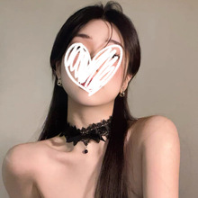 黑色项圈女颈带禁欲系蕾丝万圣节配饰化妆脖子饰品锁骨链choker