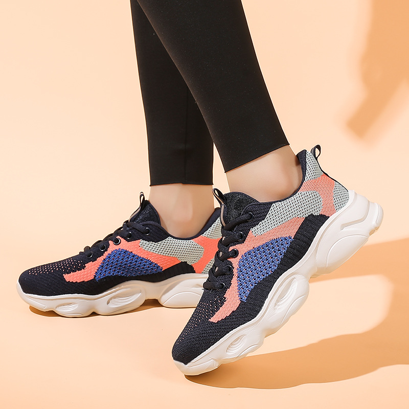 Moda vuelo tejido pareja otoño zapatilla transpirable zapatos de malla suave zapatos corrientes versátiles zapatos Casuales