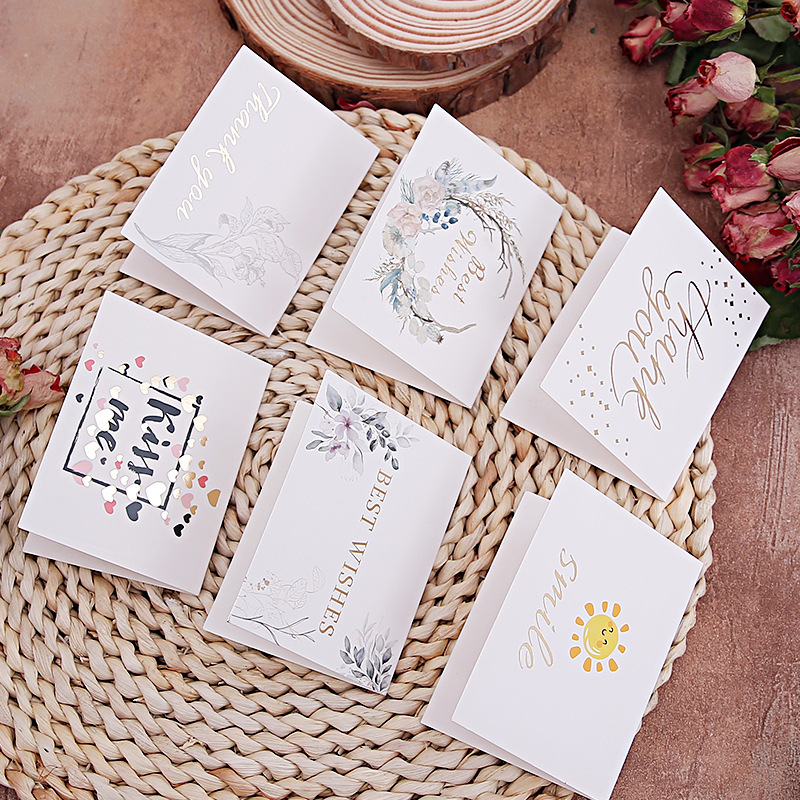 Ins Style Cartoon Hot Stamping Greeting Card Blessing Small Card Message Card Thanksgiving Universal Flower Shop Cake Shop Universal