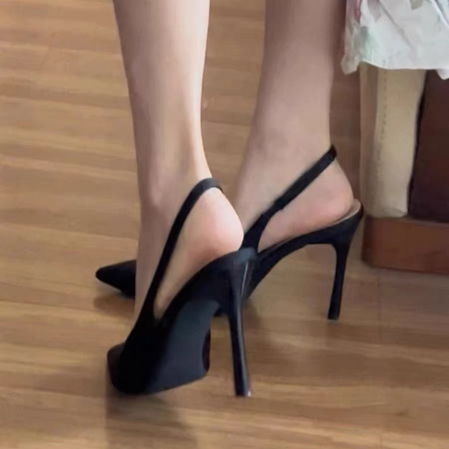 3526 European And American Style Sexy Pointed Toe High Heels Elegant Satin Shallow Mouth Single For Women Hollow Back_vogvips.com