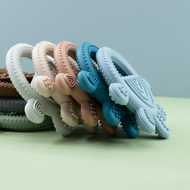 Patrón de cinco dedos del bebé calmante mordedor grado alimenticio bebé mordedor palo al por mayor anti-comer dedo