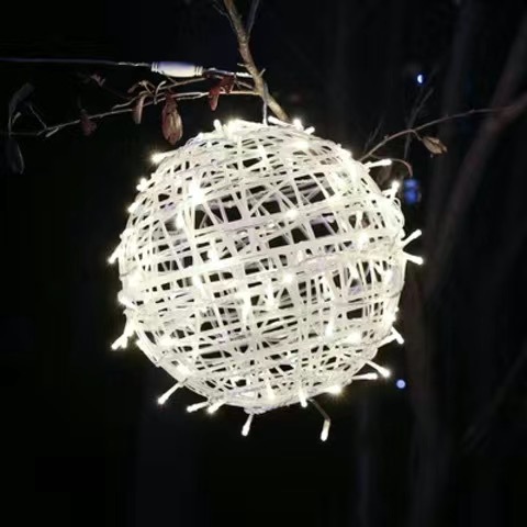Lámpara decorativa LED lámpara de bola impermeable al aire libre paisaje lámpara de árbol colgante Navidad vacaciones iluminación proyecto ratán bola lámpara cadena