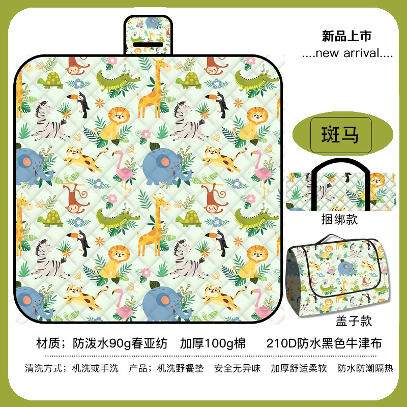 Picnic mat with pictures and samples, customized spring outing moisture-proof mat, thickened waterproof lawn mat, portable beach mat for foreign trade