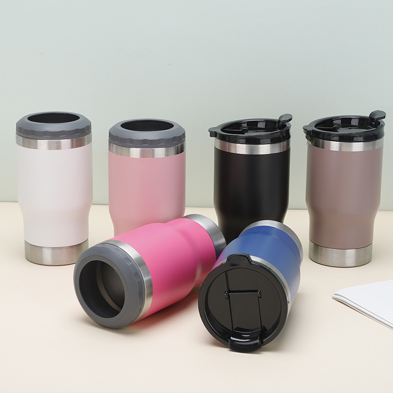 Amazon nuevo tarro de mantenimiento en frío de 14oz con abridor de botellas taza de vacío una taza y dos tapas taza de cerveza al aire libre