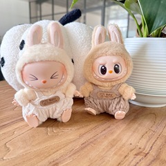 【Only Clothes】Gen 2 Trendy Toy Labubu Plush Sitting on a Chair at a Party with Overalls