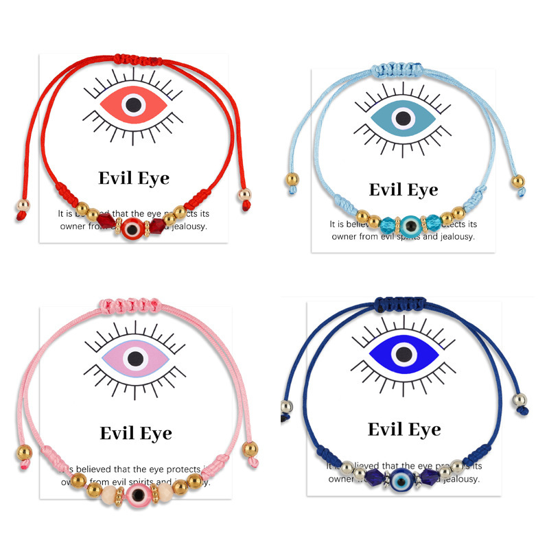 Devil's Eye Bracelet Adjustable Handmade Woven Couple's Holiday Gift Bracelet Rhombus Beads Evil Eye Bracelet