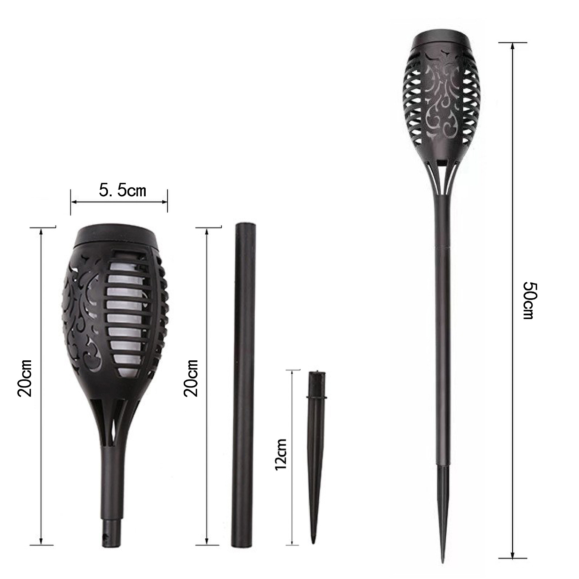 Lámpara Solar de Llama Impermeable IP54 para Jardín y Patio