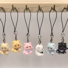 新款立体卡通小猫手机链可爱树脂钥匙扣学生包包挂件情侣闺蜜礼物
