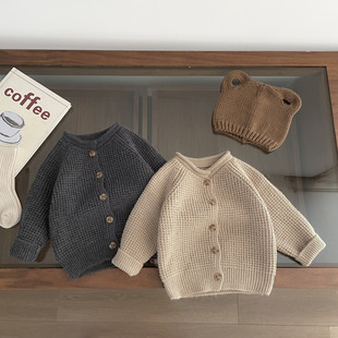 Korean Style Children's Clothing Baby Clothes Autumn New Knit Cardigan Toddler Fashionable Handsome Sweater Children's Jacket Trendy Style