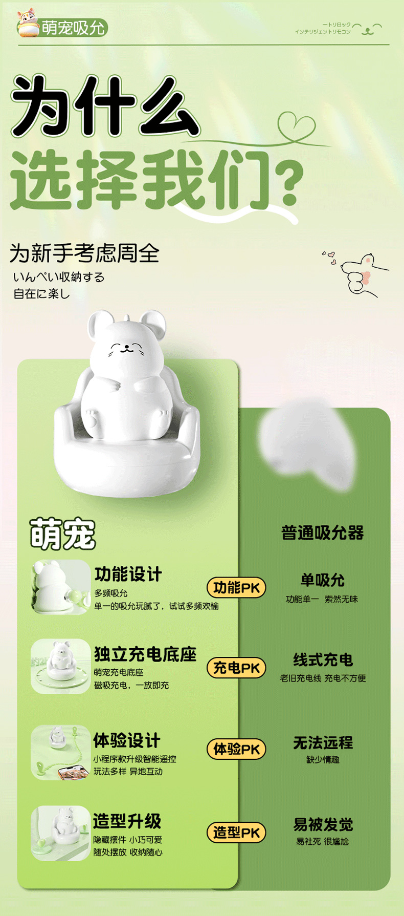 Jiuai Cute Pet Wearable Suction Toy for Women, Portable Silicone Stress Relief Device — detail image 12