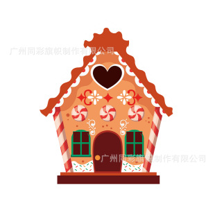 Cross-Border New Christmas Event Special-Shaped Cutting Flag Photo Flag Candy House Laser Cutting Christmas Special-Shaped Flag