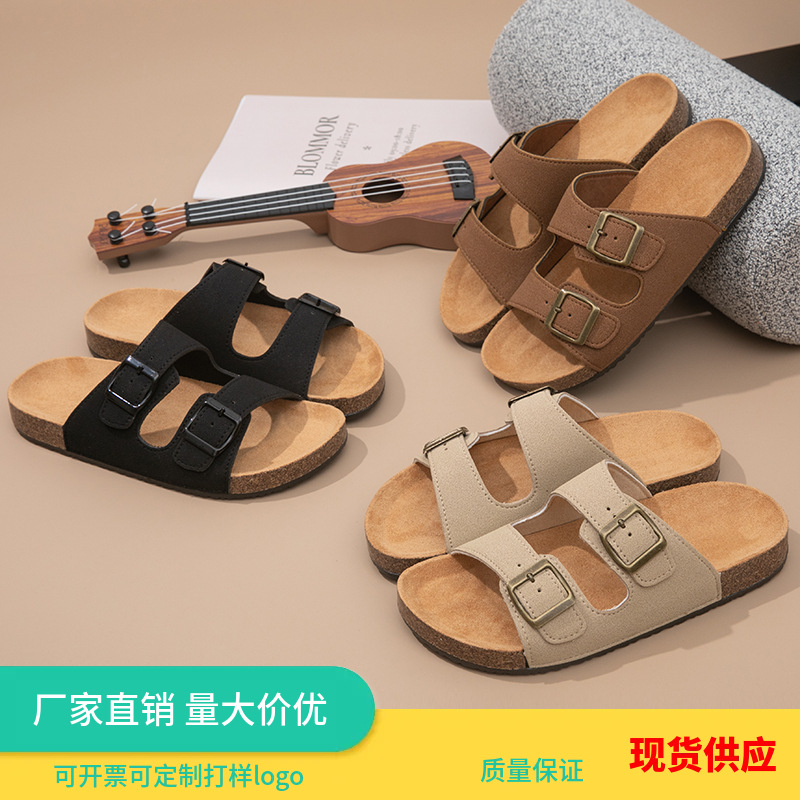 New Summer Cross-border PVC Buckle Leather Sandals Boken Flat Slippers Women's Half Slippers Thick Sole Outer Wear