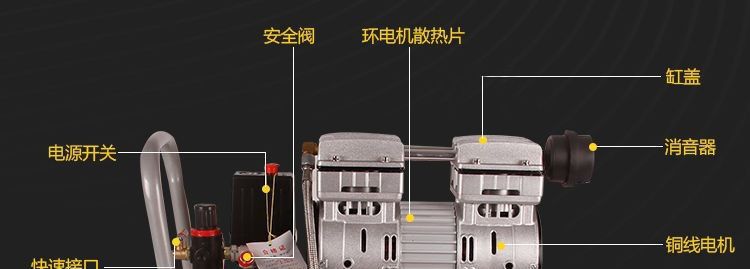 Air Compressor, Small Air Pump, Air Compressor for Woodworking, Paint Spray Pump, Silent Oil-Free Air Compressor