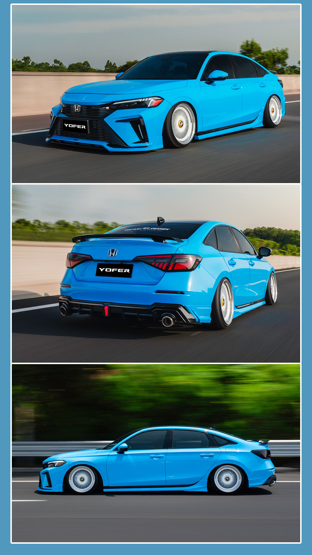 YOFER [Suitable for 11/11.5 generation Civic] Dark Night Max modification kit: front bumper, rear spoiler, side skirts