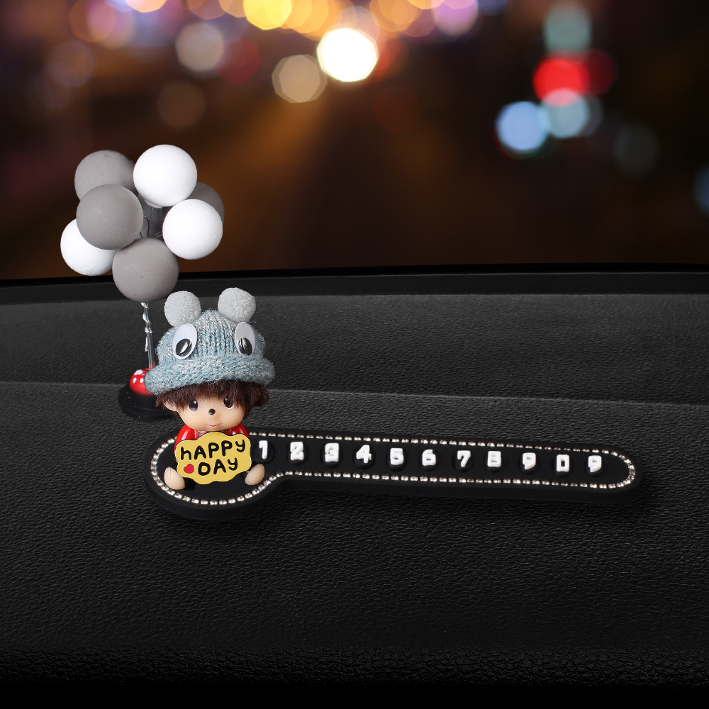 Car lindos Monchichi placas de estacionamiento temporales número de teléfono tarjeta de tarjeta de transferencia de placas accesorios de automóviles accesorios para hombres y mujeres