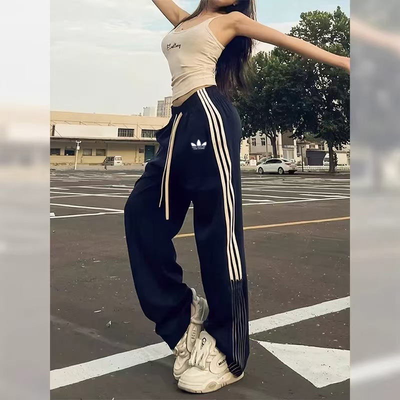 Supports Group Purchase, Logo Trefoil Casual Pants for Women, Versatile Sports Wide-Leg Pants for Spring and Autumn, Korean Style Trendy Supports Group Purchase, Logo Trefoil Casual Pants for Women, Versatile Sports Wide-Leg Pants for Spring and Autumn, Korean Style Trendy