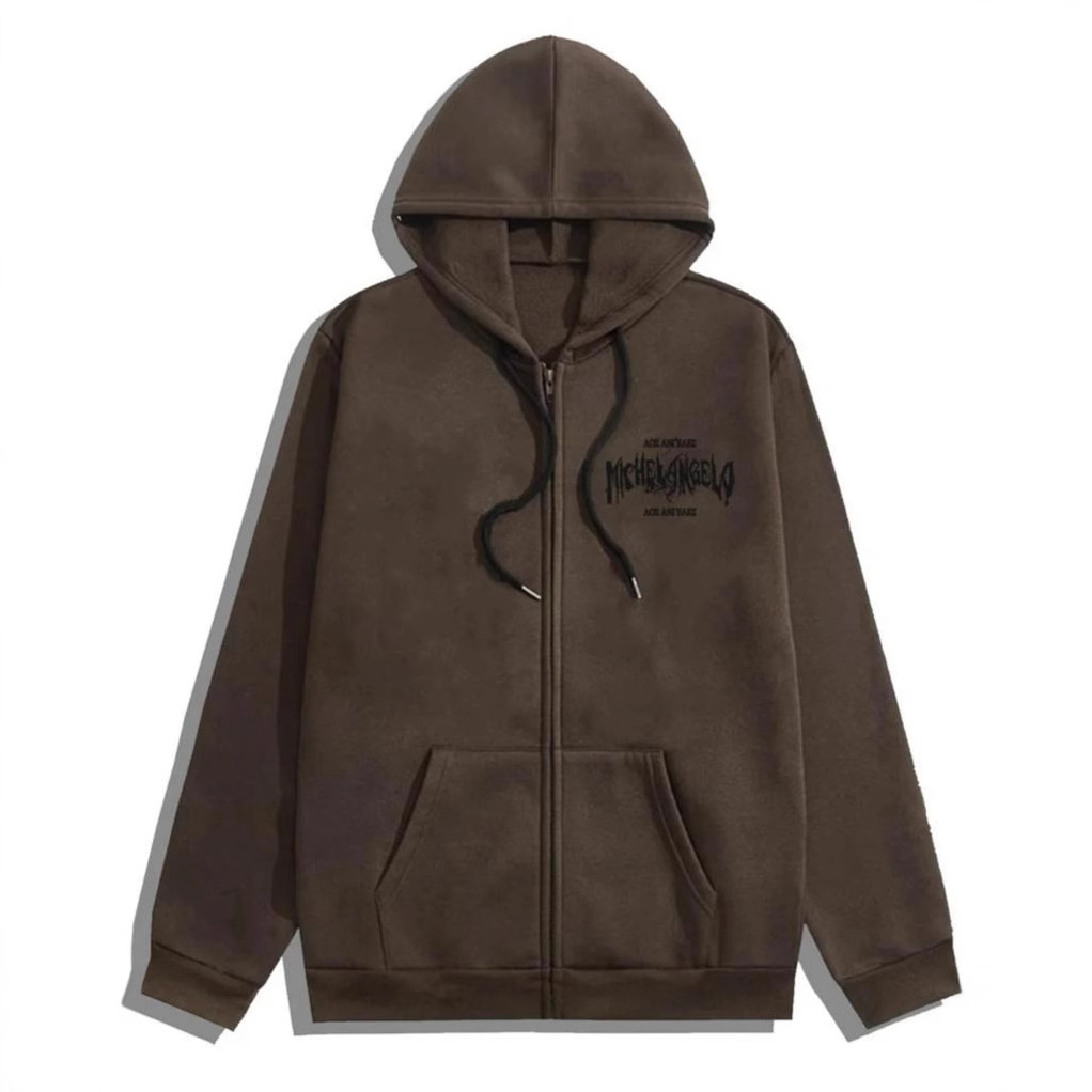 Sudadera con Capucha Holgada/Forrada de Felpa Estilo Pareja Transfronteriza, Moda Urbana, Estampado Hecho a Mano, Bolsillo, Chaqueta Y2K