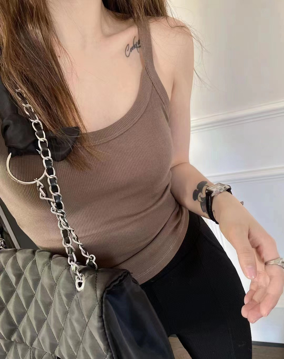 Ropa interior de camisola de verano con almohadilla en el pecho algodón roscado de las mujeres cómodo transpirable todo partido SLIM-Fit adelgazar ropa superior de fondo