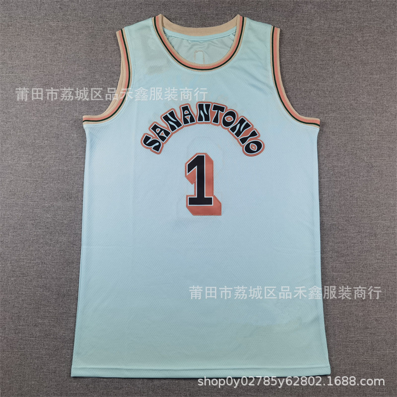 San antonio spurs馬刺隊文班亜馬wembanyamaユニフォーム刺繍バスケットボール服