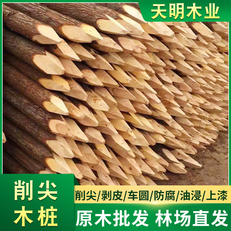 防汛木桩杉木桩 建筑河道坡工程防洪杉木桩 尺寸大小可选林场直发