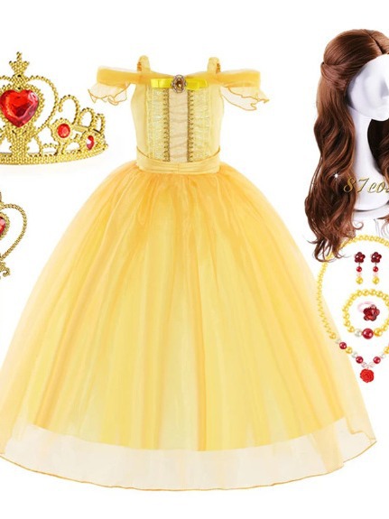 Niñas traje de Halloween Belle princesa vestido de campana belleza y bestia vestido