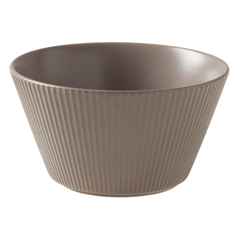 Cuenco cónico con relieve de rayas, estilo nórdico, simple, de color sólido, para arroz, cerámico, para sopa, para el hogar, vajilla de porcelana blanca.